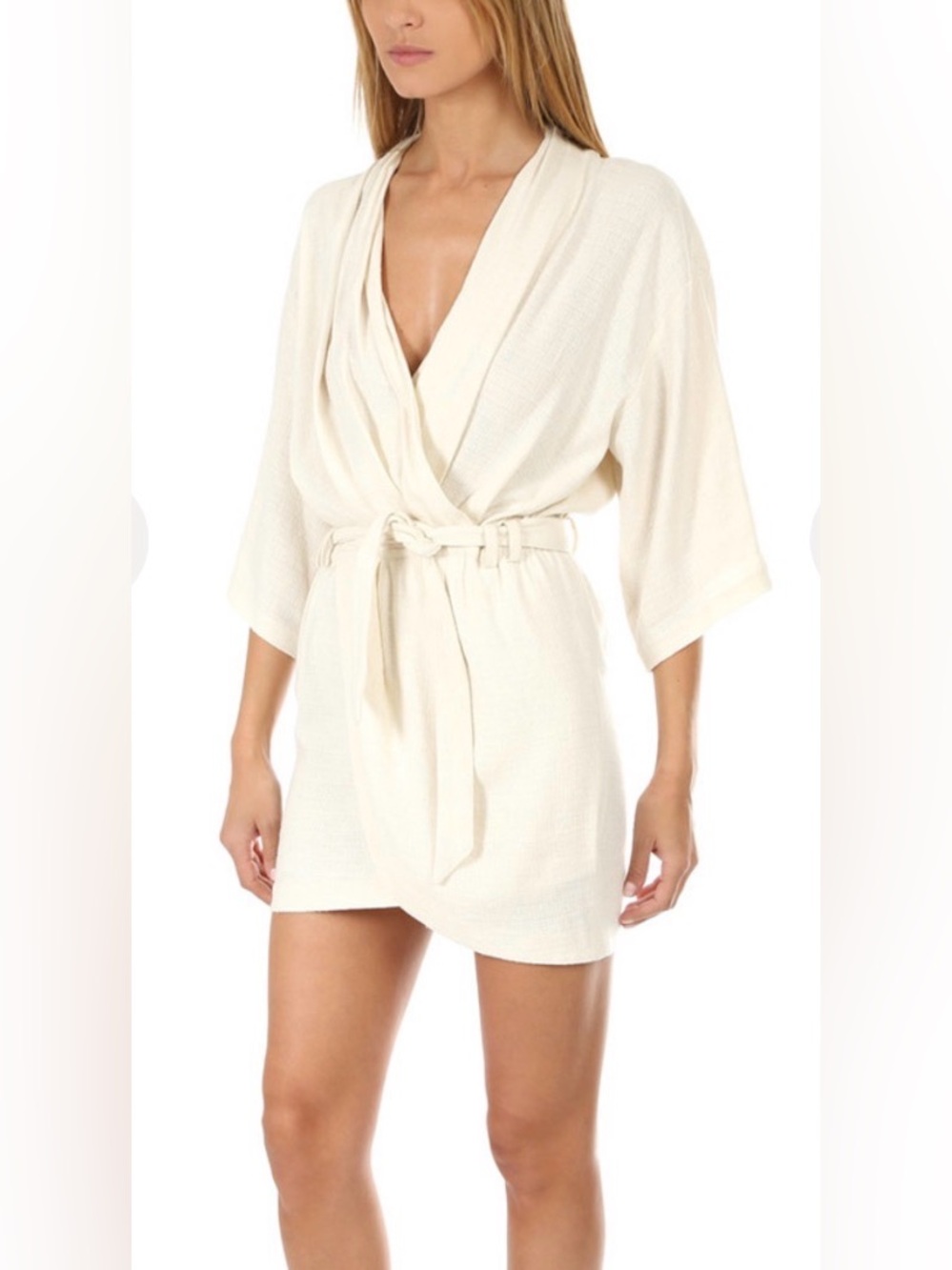 IRO Cream Wrap Mini Dress with Belt